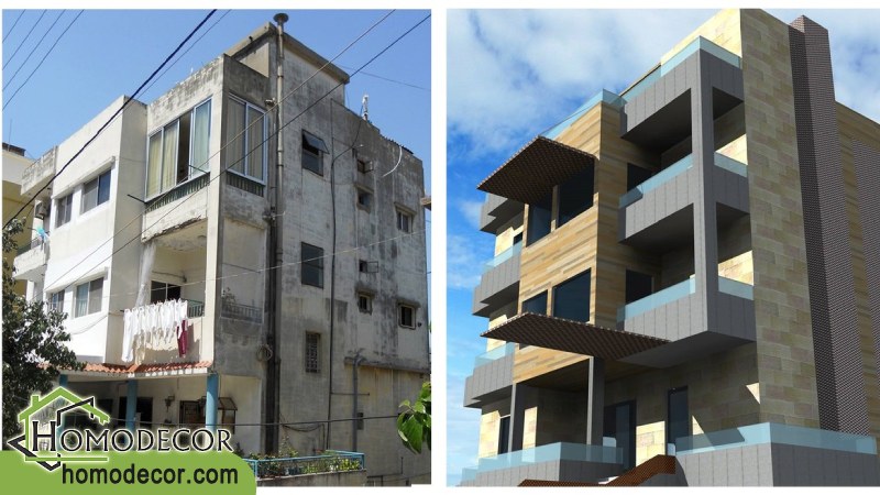 بازسازی نمای ساختمان و سقف 